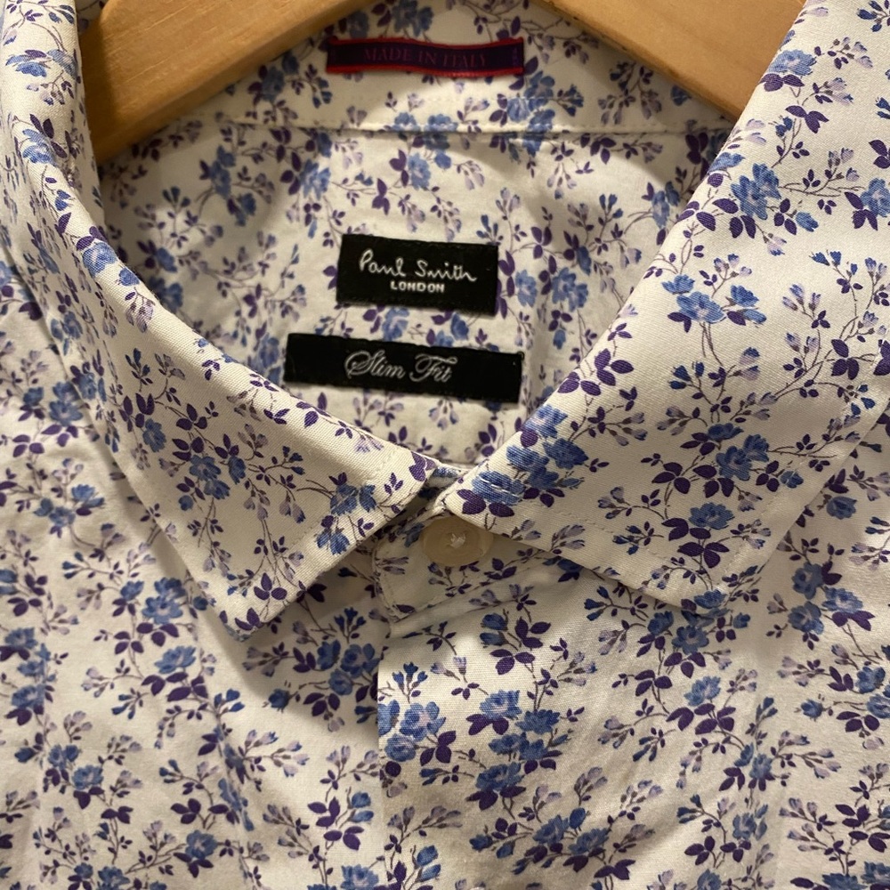 Paul Smith London mens slim fit floral cotton shirt. 17” neck 43 body